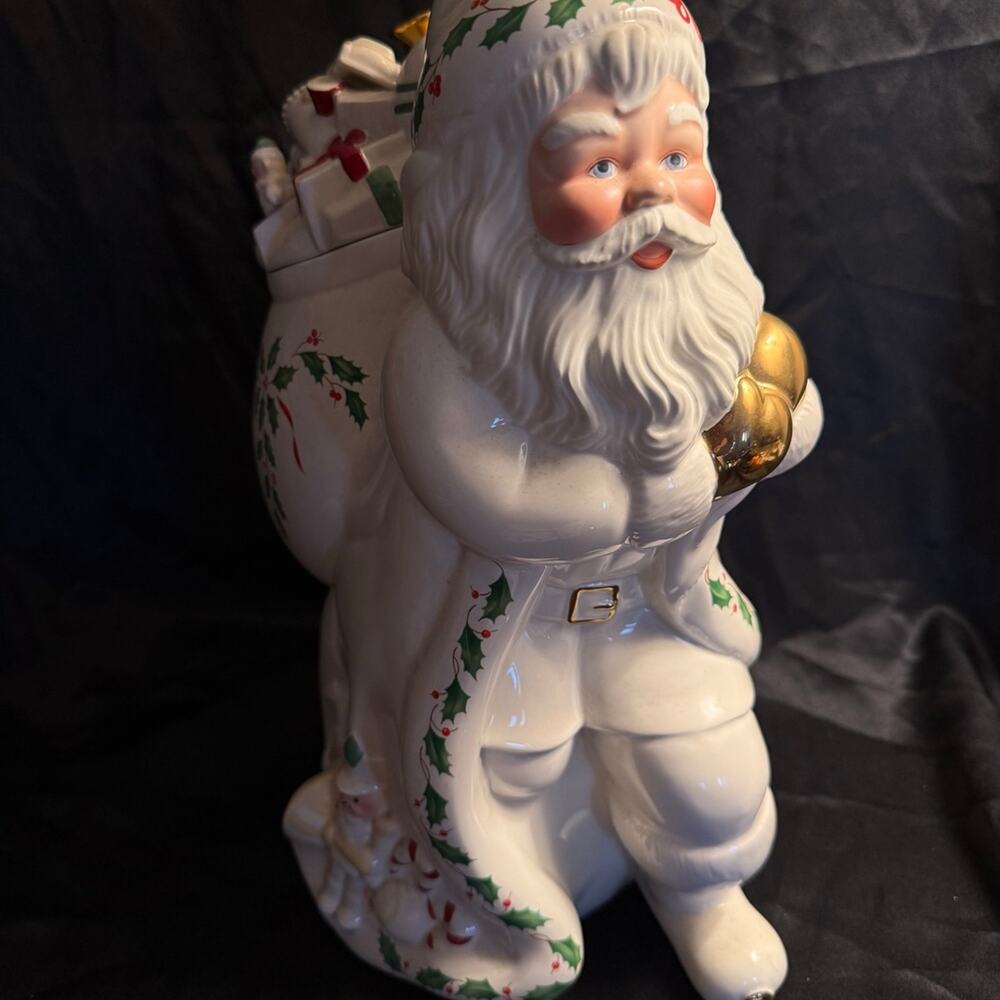 Vintage 1999 Porcelain Lenox Holiday Santa Collection Cookie Jar